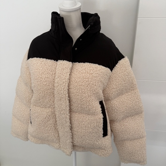 Maje Gromgy Hooded Mixed Media Puffer Jacket - Picture 2 of 11